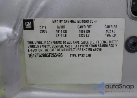 2005 Chevrolet Malibu Ls из США, поврежденный, VIN 1G1ZT52805F265495